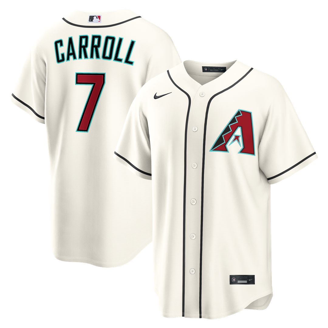 Arizona Diamondbacks Corbin Carroll Nike Cream Home Replica Jersey product image 1, provided for visual reference and
