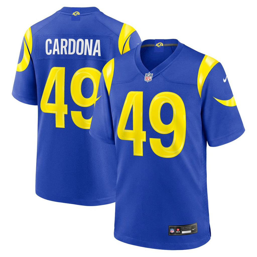 Los Angeles Rams Joe Cardona Nike Royal Team Game Jersey product image 1, provided for visual reference and product detail