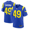 Los Angeles Rams Joe Cardona Nike Royal Team Game Jersey product image 1, provided for visual reference and product detail