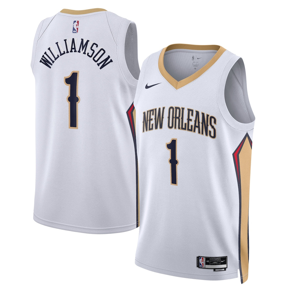 New Orleans Pelicans Association Edition Swingman Jersey White Zion Williamson Unisex | RTJ13061 product image 1, provided
