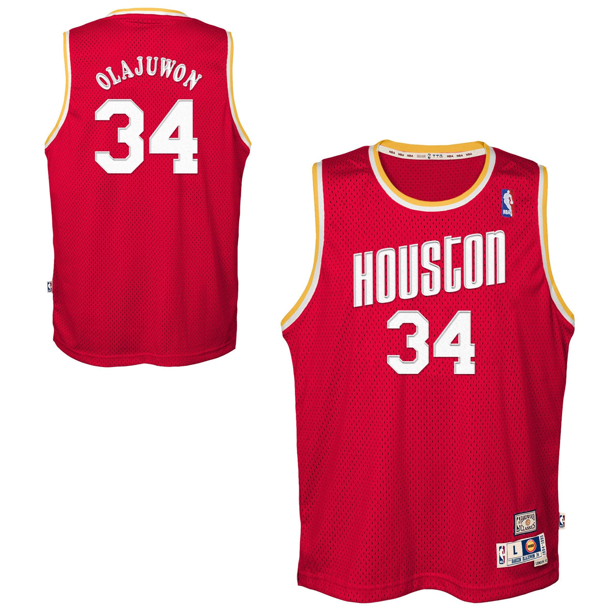 Houston Rockets Hakeem Olajuwon Red 1993-94 Hardwood Classics Swingman Jersey product image 1, provided for visual reference