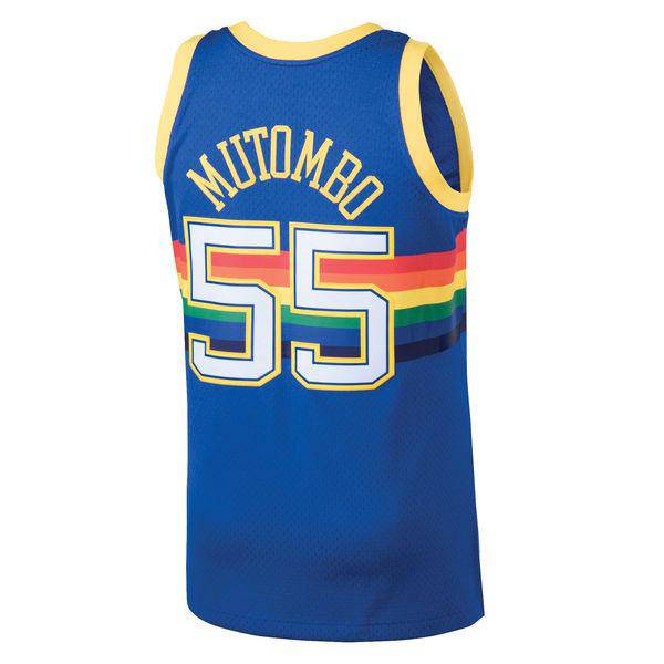 Mens Denver Nuggets Dikembe Mutombo Mitchell & Ness Blue 1991-92 Hardwood Classics Swingman Jersey product image 3, provided